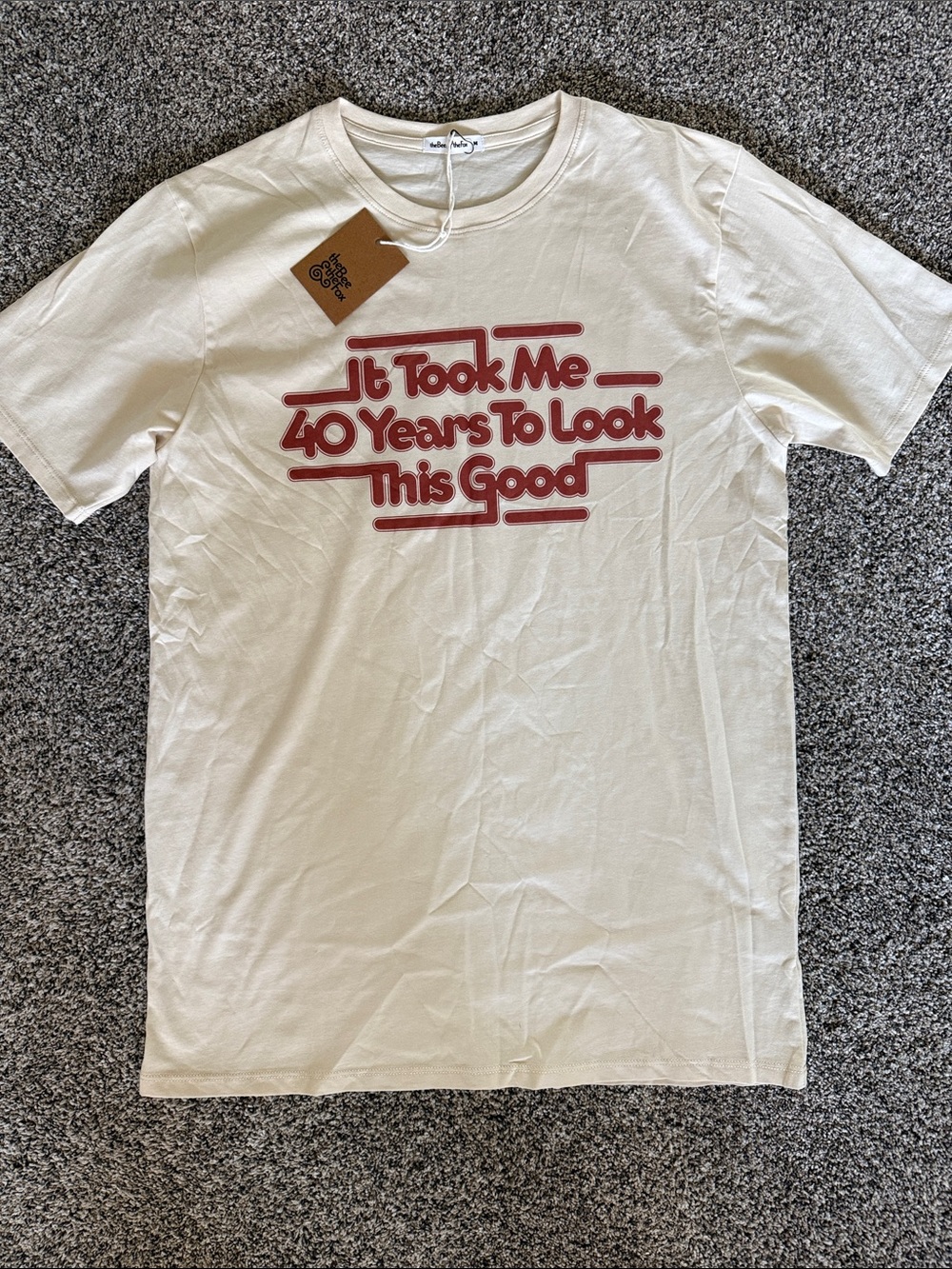 Cream Short-Sleeve Graphic Tee - Retro 'It Took Me 40 Years' Print